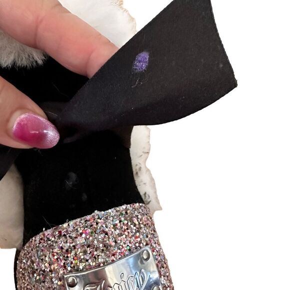 Juicy Couture ~ Girls Fur lined Black Suede booties with bling/sparkle ~ size 4 - Picture 11 of 13